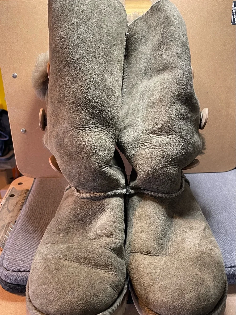 UGG Women's Button-Front Suede Boot in Olive Green